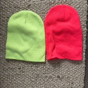 Neon yellow and pink beanie